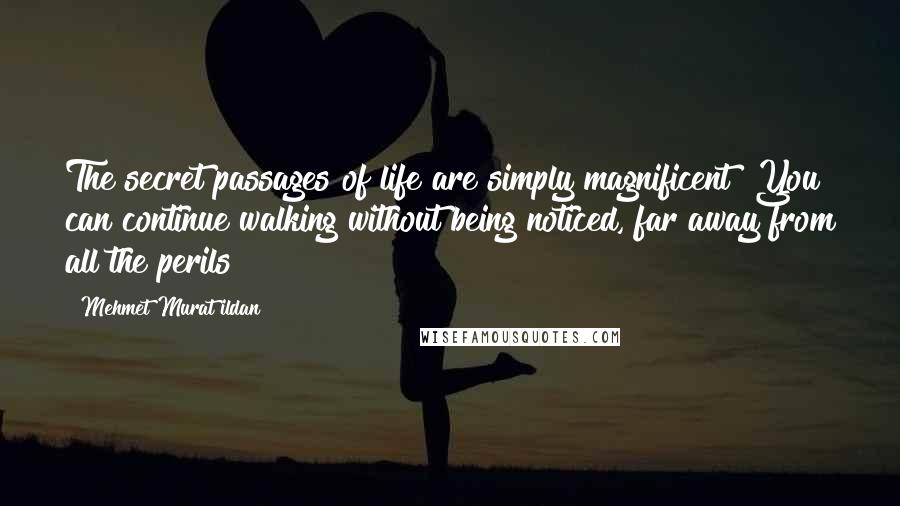 Mehmet Murat Ildan Quotes: The secret passages of life are simply magnificent! You can continue walking without being noticed, far away from all the perils!