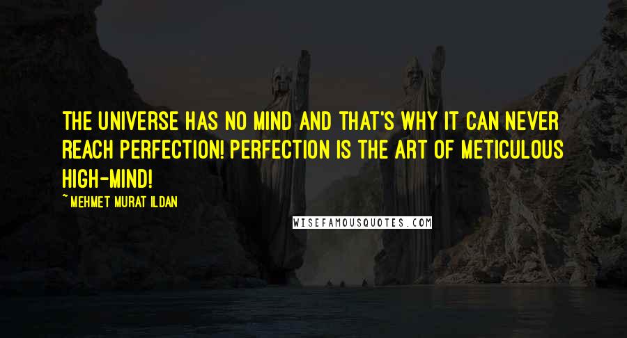 Mehmet Murat Ildan Quotes: The universe has no mind and that's why it can never reach perfection! Perfection is the art of meticulous high-mind!