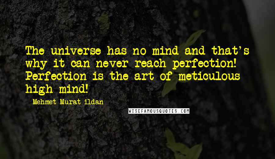 Mehmet Murat Ildan Quotes: The universe has no mind and that's why it can never reach perfection! Perfection is the art of meticulous high-mind!