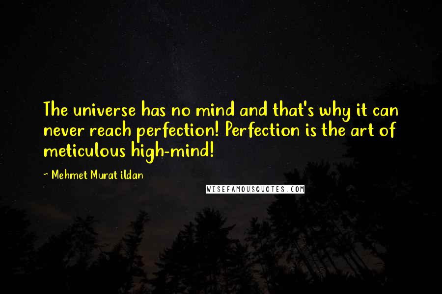 Mehmet Murat Ildan Quotes: The universe has no mind and that's why it can never reach perfection! Perfection is the art of meticulous high-mind!