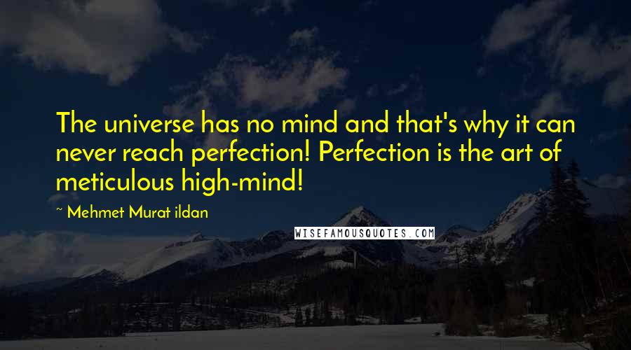 Mehmet Murat Ildan Quotes: The universe has no mind and that's why it can never reach perfection! Perfection is the art of meticulous high-mind!