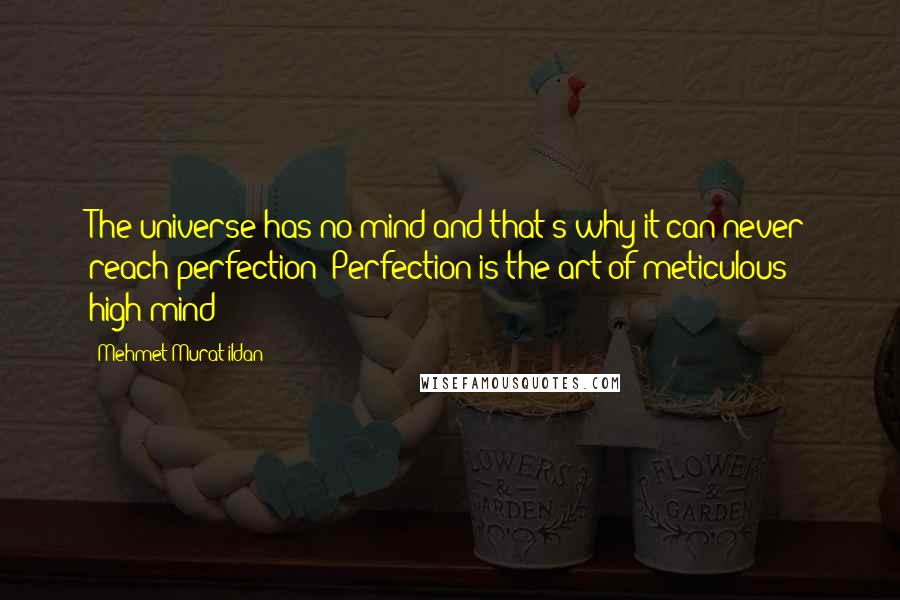 Mehmet Murat Ildan Quotes: The universe has no mind and that's why it can never reach perfection! Perfection is the art of meticulous high-mind!