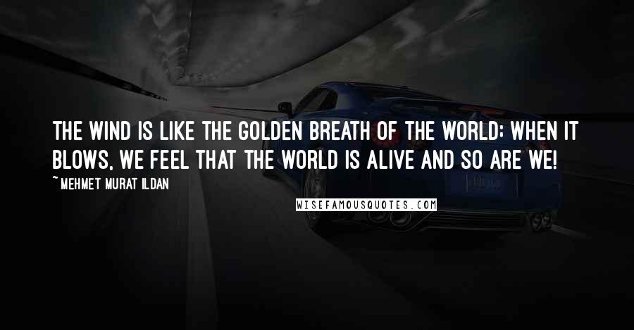 Mehmet Murat Ildan Quotes: The wind is like the golden breath of the world; when it blows, we feel that the world is alive and so are we!