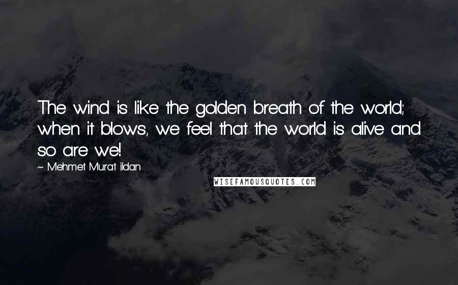 Mehmet Murat Ildan Quotes: The wind is like the golden breath of the world; when it blows, we feel that the world is alive and so are we!