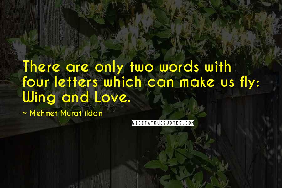 Mehmet Murat Ildan Quotes: There are only two words with four letters which can make us fly: Wing and Love.