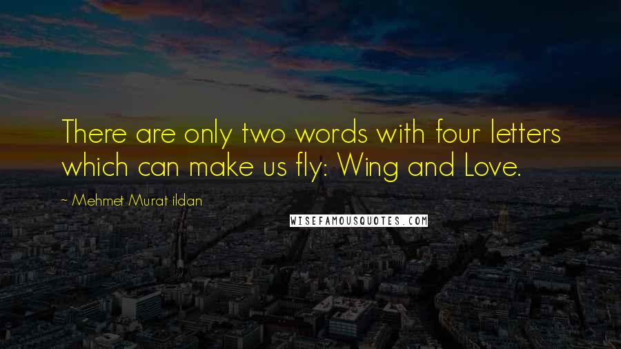 Mehmet Murat Ildan Quotes: There are only two words with four letters which can make us fly: Wing and Love.