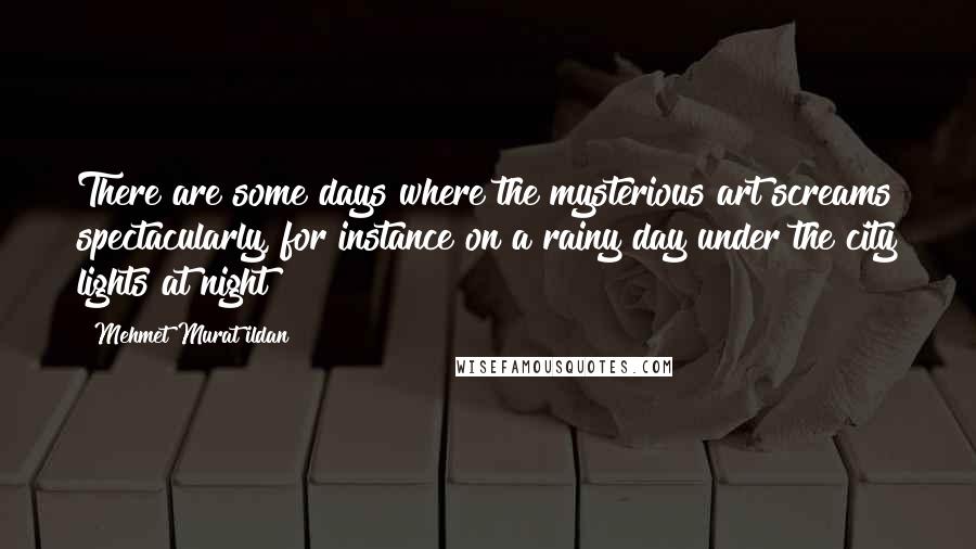 Mehmet Murat Ildan Quotes: There are some days where the mysterious art screams spectacularly, for instance on a rainy day under the city lights at night!