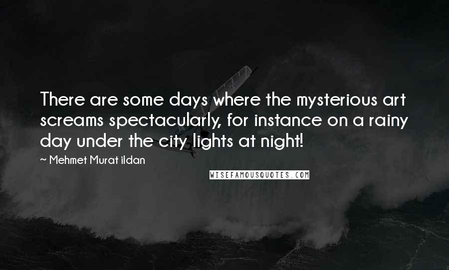 Mehmet Murat Ildan Quotes: There are some days where the mysterious art screams spectacularly, for instance on a rainy day under the city lights at night!