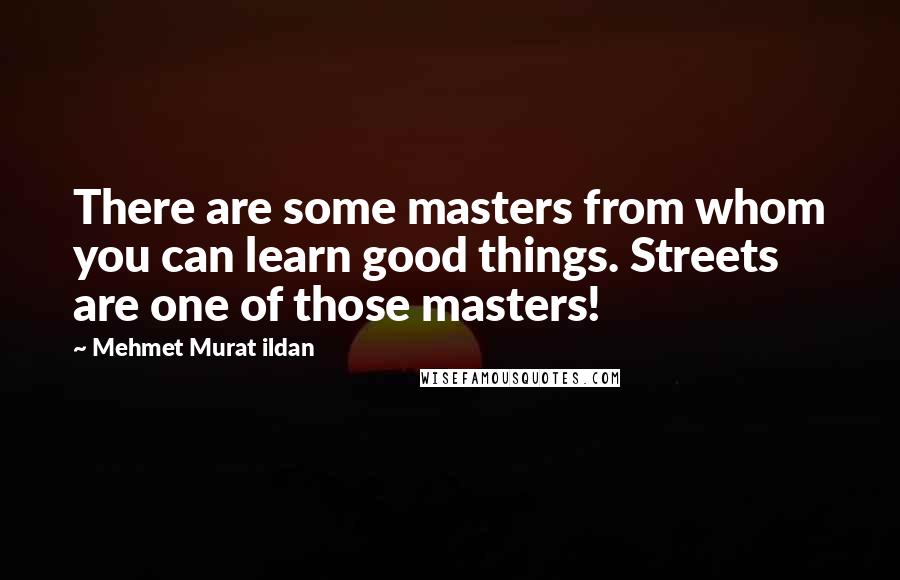 Mehmet Murat Ildan Quotes: There are some masters from whom you can learn good things. Streets are one of those masters!