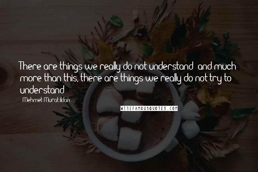 Mehmet Murat Ildan Quotes: There are things we really do not understand; and much more than this, there are things we really do not try to understand!