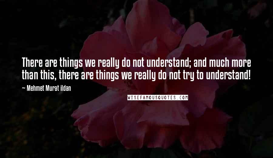 Mehmet Murat Ildan Quotes: There are things we really do not understand; and much more than this, there are things we really do not try to understand!