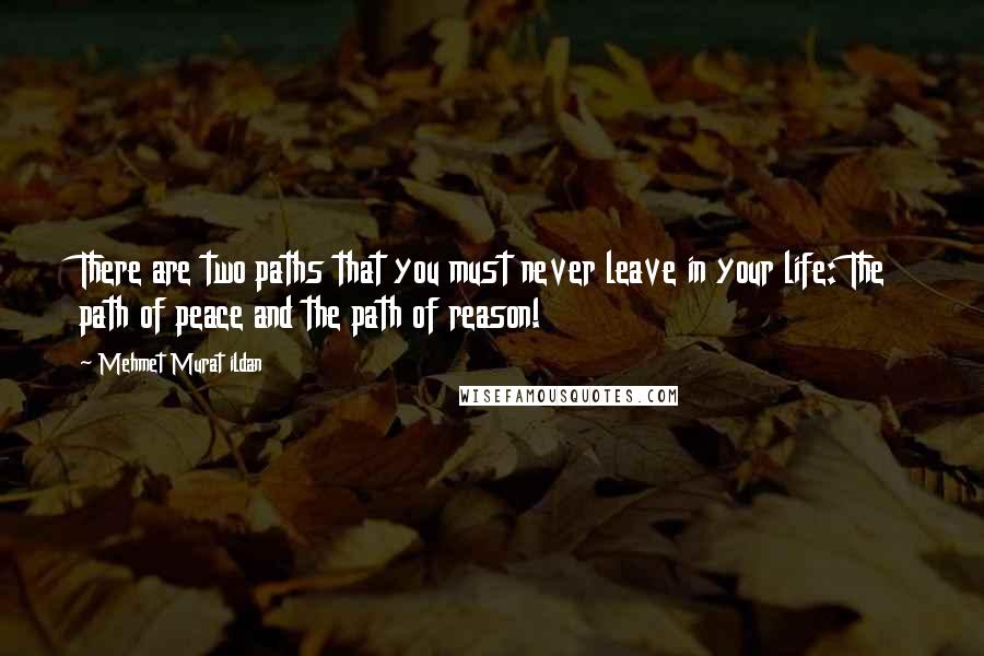 Mehmet Murat Ildan Quotes: There are two paths that you must never leave in your life: The path of peace and the path of reason!