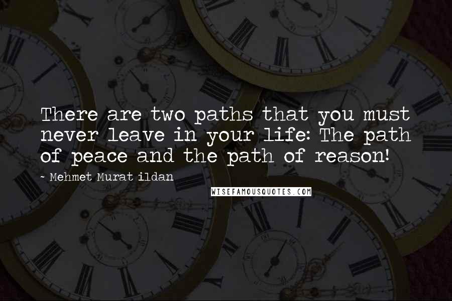 Mehmet Murat Ildan Quotes: There are two paths that you must never leave in your life: The path of peace and the path of reason!