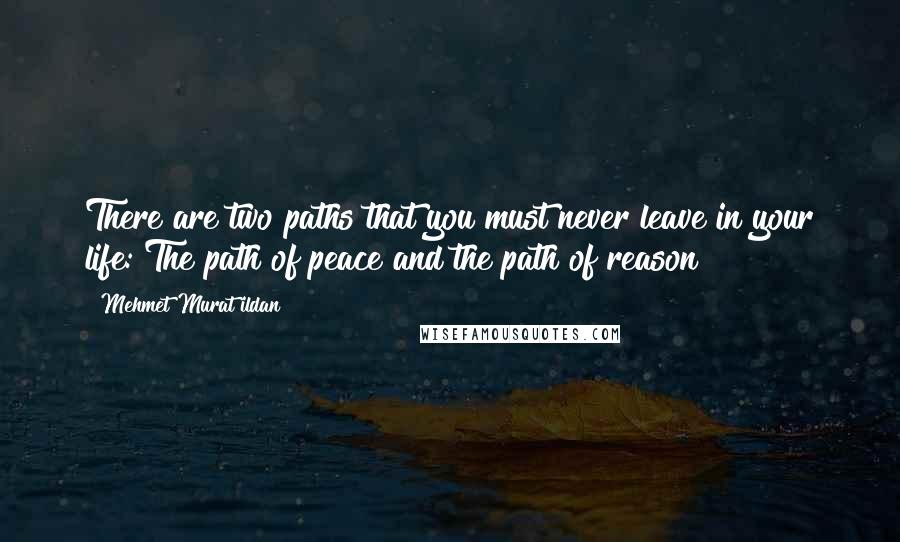 Mehmet Murat Ildan Quotes: There are two paths that you must never leave in your life: The path of peace and the path of reason!