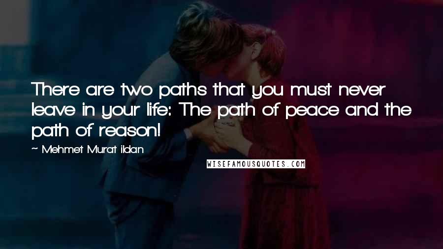 Mehmet Murat Ildan Quotes: There are two paths that you must never leave in your life: The path of peace and the path of reason!