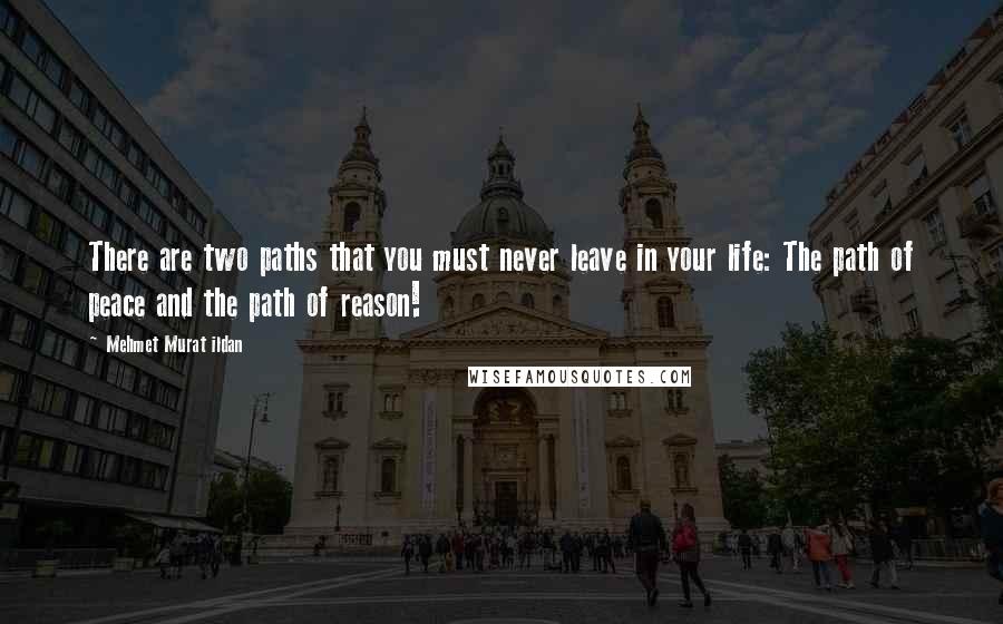 Mehmet Murat Ildan Quotes: There are two paths that you must never leave in your life: The path of peace and the path of reason!