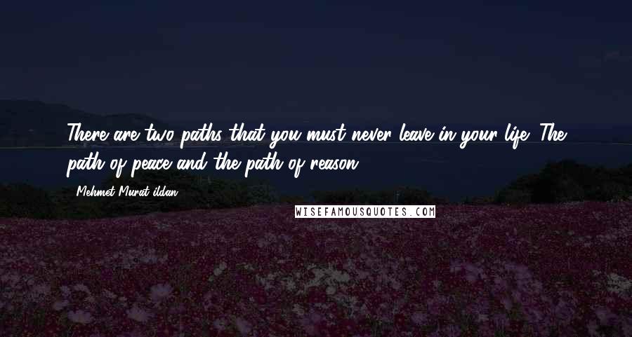 Mehmet Murat Ildan Quotes: There are two paths that you must never leave in your life: The path of peace and the path of reason!