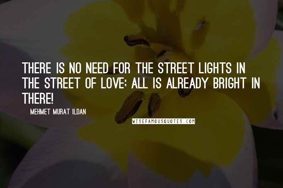 Mehmet Murat Ildan Quotes: There is no need for the street lights in the Street of Love; all is already bright in there!