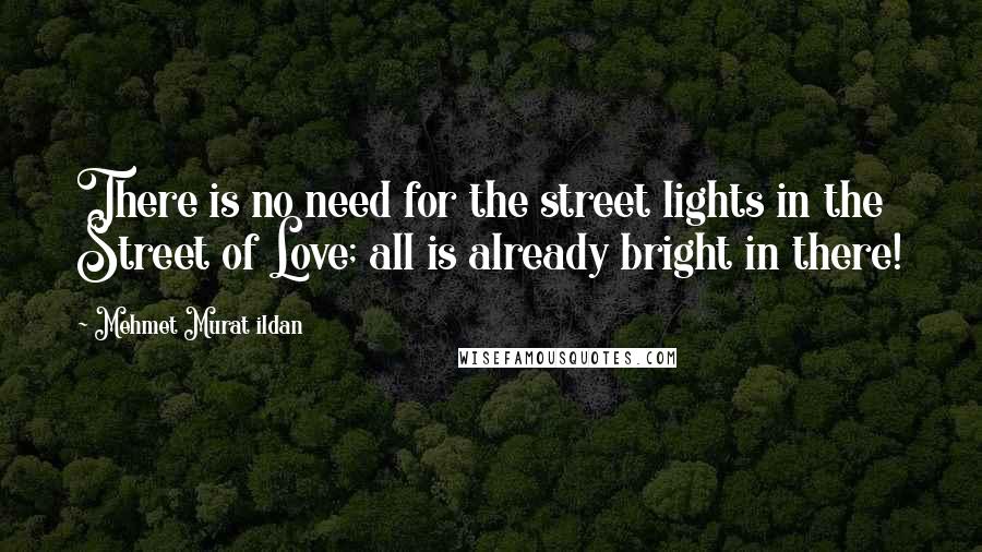 Mehmet Murat Ildan Quotes: There is no need for the street lights in the Street of Love; all is already bright in there!