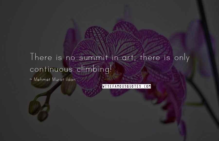 Mehmet Murat Ildan Quotes: There is no summit in art; there is only continuous climbing!