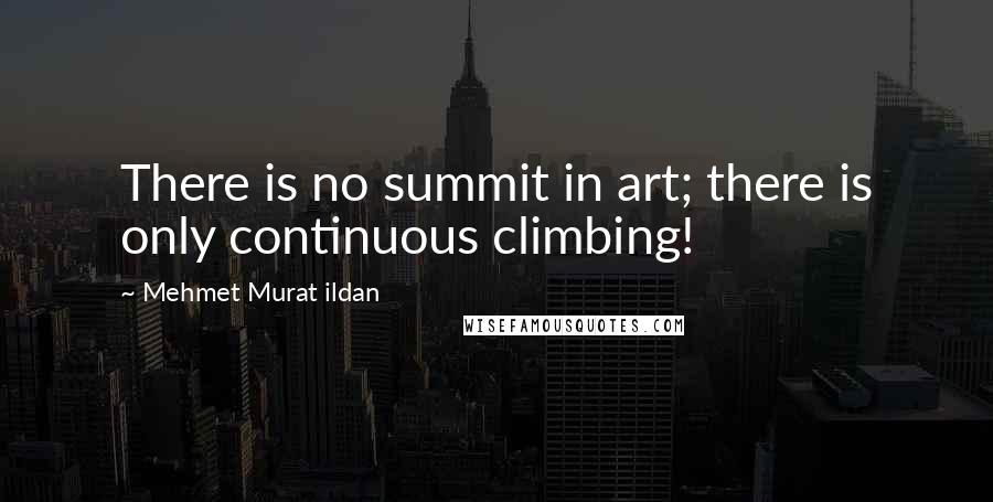 Mehmet Murat Ildan Quotes: There is no summit in art; there is only continuous climbing!