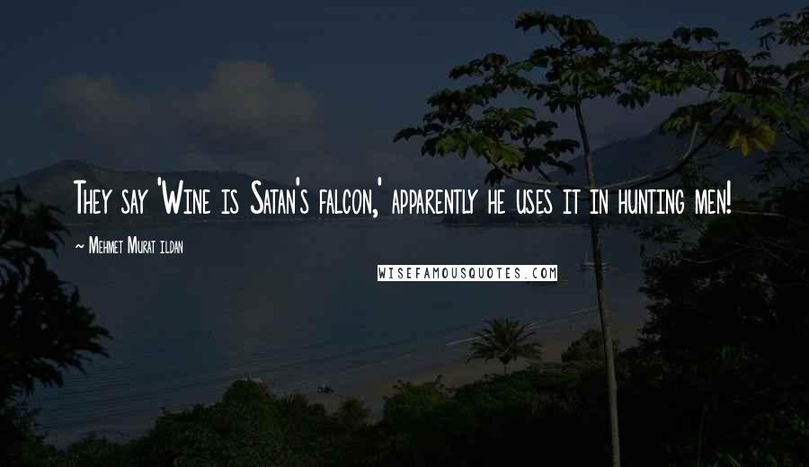 Mehmet Murat Ildan Quotes: They say 'Wine is Satan's falcon,' apparently he uses it in hunting men!