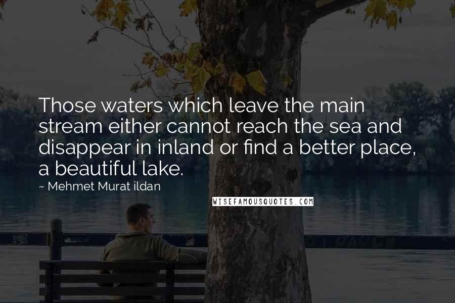 Mehmet Murat Ildan Quotes: Those waters which leave the main stream either cannot reach the sea and disappear in inland or find a better place, a beautiful lake.
