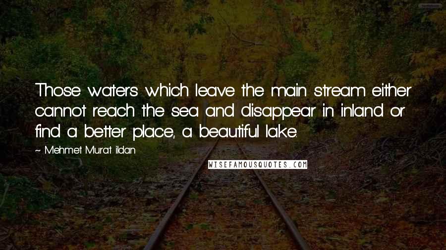 Mehmet Murat Ildan Quotes: Those waters which leave the main stream either cannot reach the sea and disappear in inland or find a better place, a beautiful lake.