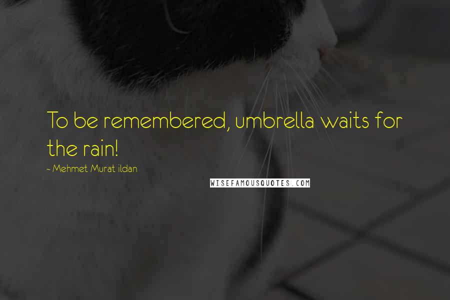 Mehmet Murat Ildan Quotes: To be remembered, umbrella waits for the rain!