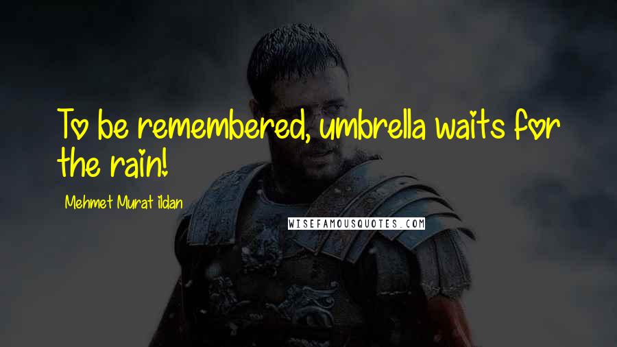 Mehmet Murat Ildan Quotes: To be remembered, umbrella waits for the rain!