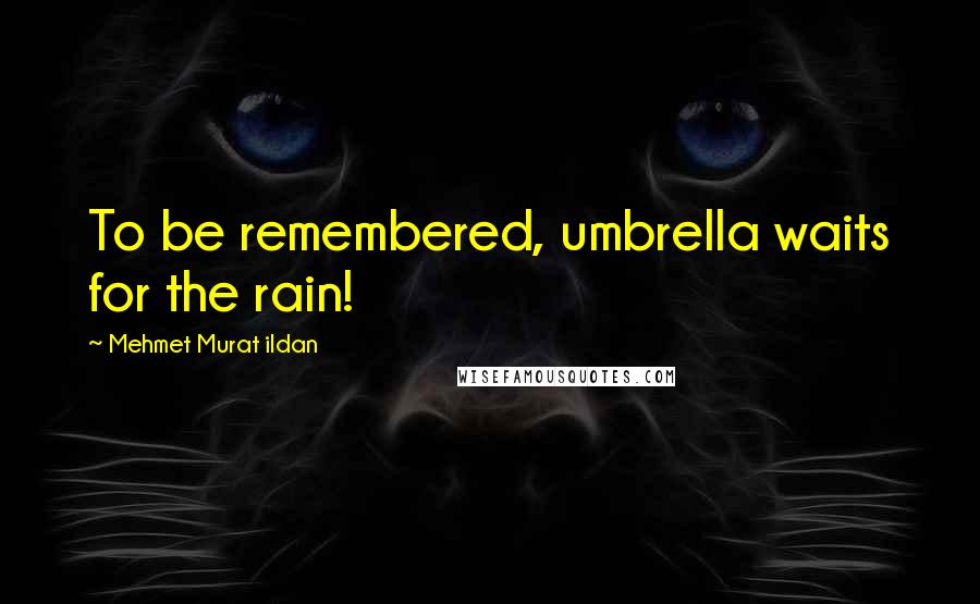 Mehmet Murat Ildan Quotes: To be remembered, umbrella waits for the rain!