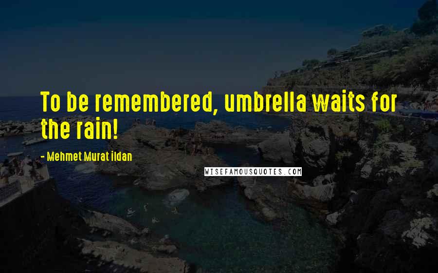 Mehmet Murat Ildan Quotes: To be remembered, umbrella waits for the rain!