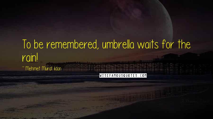 Mehmet Murat Ildan Quotes: To be remembered, umbrella waits for the rain!