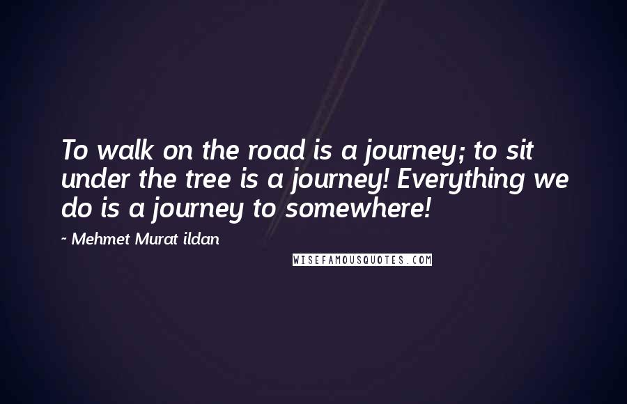 Mehmet Murat Ildan Quotes: To walk on the road is a journey; to sit under the tree is a journey! Everything we do is a journey to somewhere!