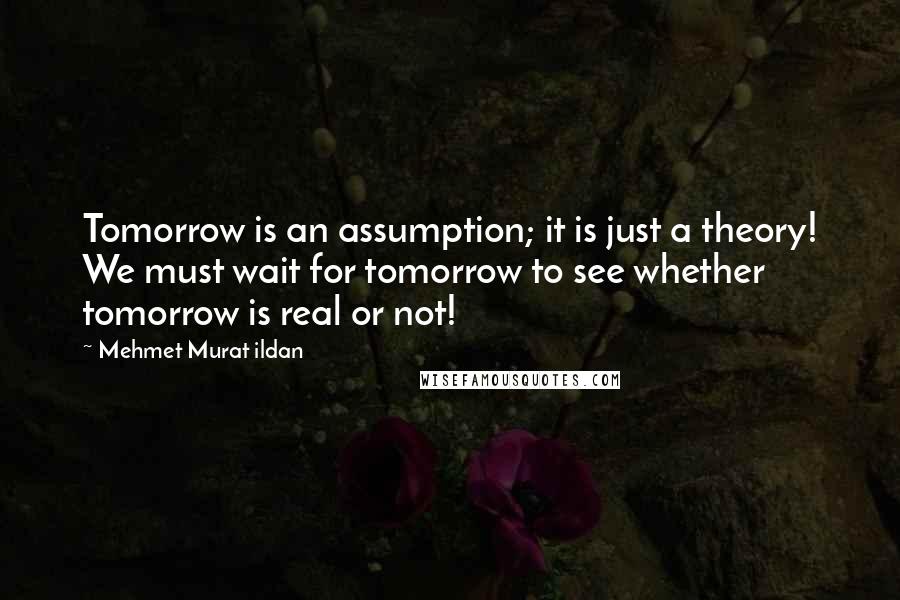 Mehmet Murat Ildan Quotes: Tomorrow is an assumption; it is just a theory! We must wait for tomorrow to see whether tomorrow is real or not!
