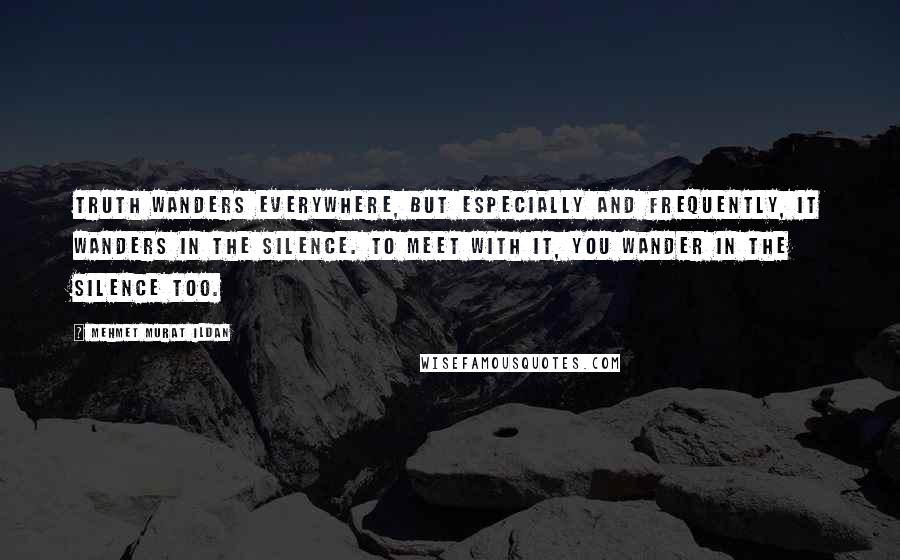 Mehmet Murat Ildan Quotes: Truth wanders everywhere, but especially and frequently, it wanders in the silence. To meet with it, you wander in the silence too.