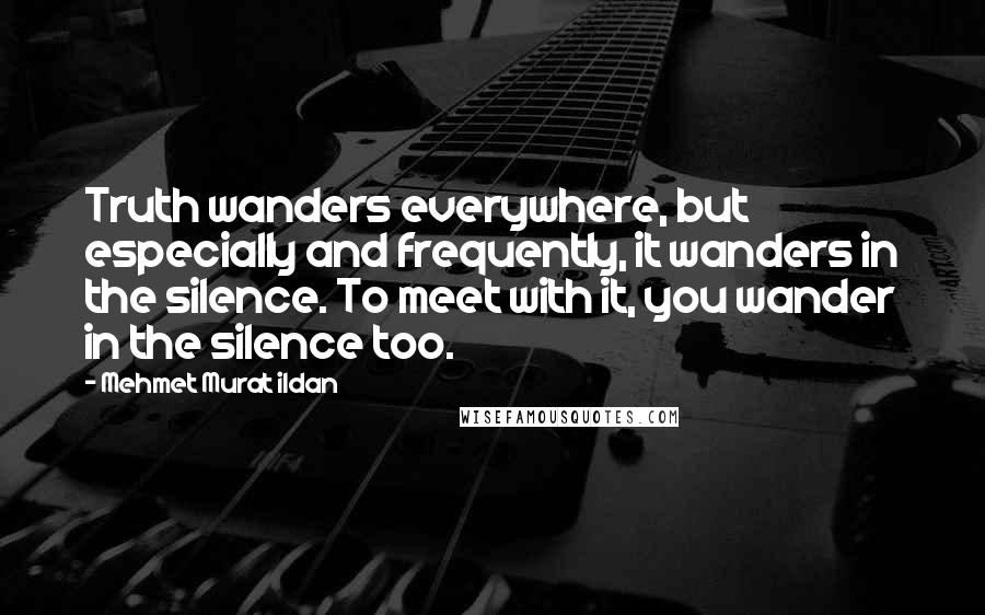 Mehmet Murat Ildan Quotes: Truth wanders everywhere, but especially and frequently, it wanders in the silence. To meet with it, you wander in the silence too.