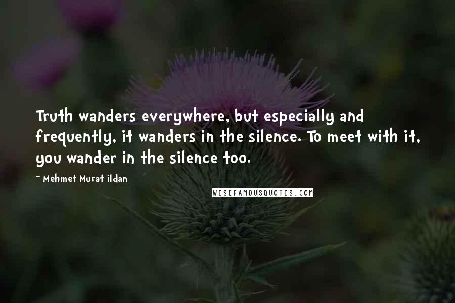 Mehmet Murat Ildan Quotes: Truth wanders everywhere, but especially and frequently, it wanders in the silence. To meet with it, you wander in the silence too.