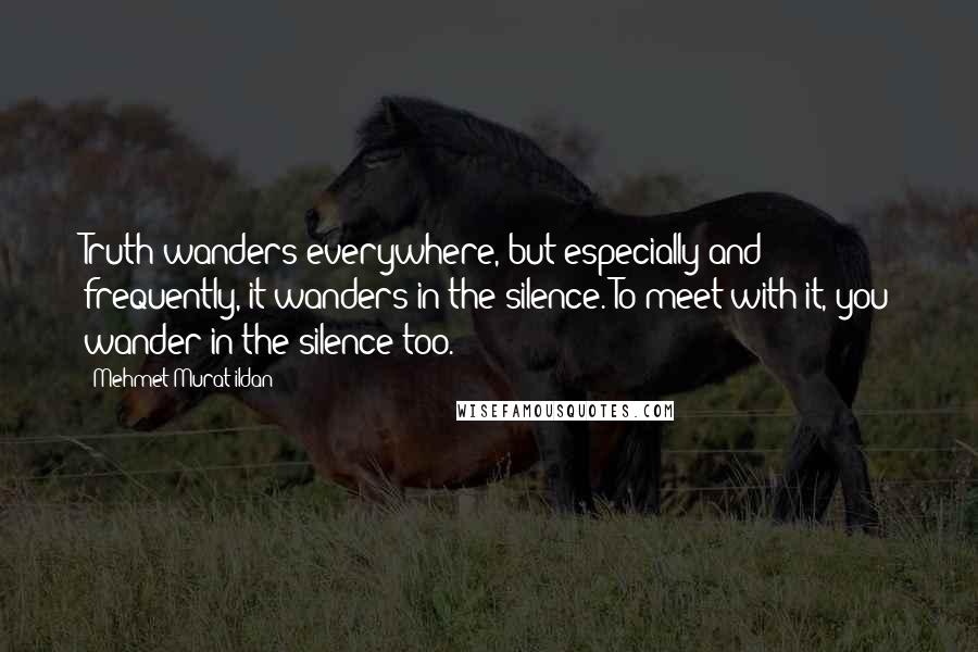 Mehmet Murat Ildan Quotes: Truth wanders everywhere, but especially and frequently, it wanders in the silence. To meet with it, you wander in the silence too.