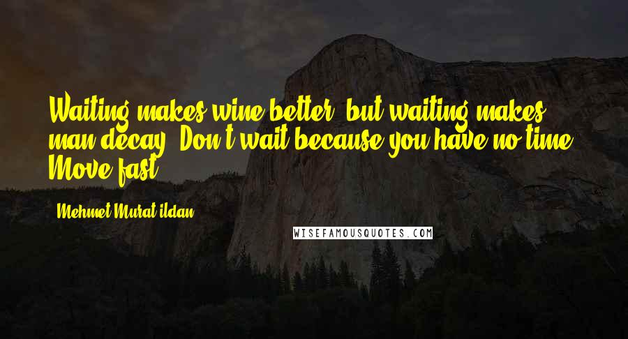 Mehmet Murat Ildan Quotes: Waiting makes wine better; but waiting makes man decay! Don't wait because you have no time! Move fast!