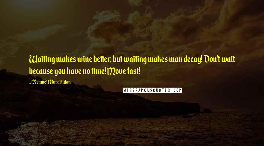 Mehmet Murat Ildan Quotes: Waiting makes wine better; but waiting makes man decay! Don't wait because you have no time! Move fast!