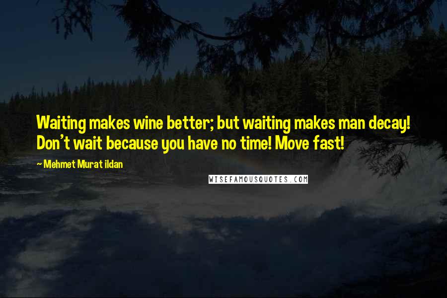 Mehmet Murat Ildan Quotes: Waiting makes wine better; but waiting makes man decay! Don't wait because you have no time! Move fast!