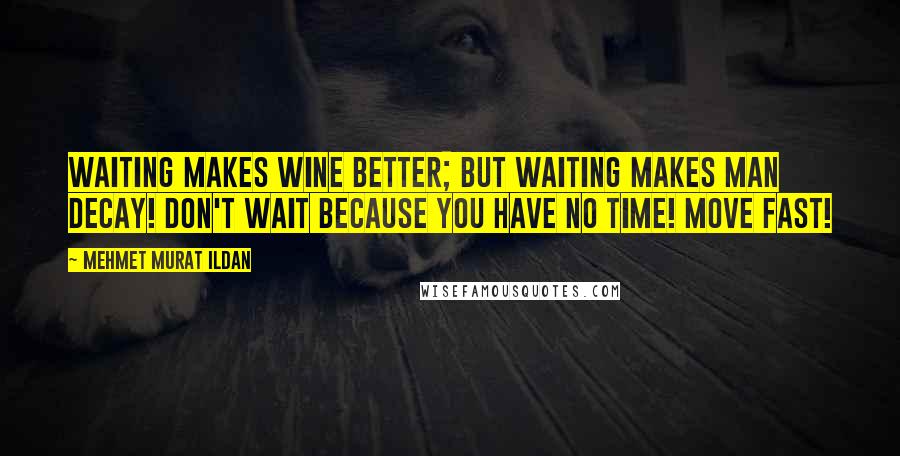 Mehmet Murat Ildan Quotes: Waiting makes wine better; but waiting makes man decay! Don't wait because you have no time! Move fast!