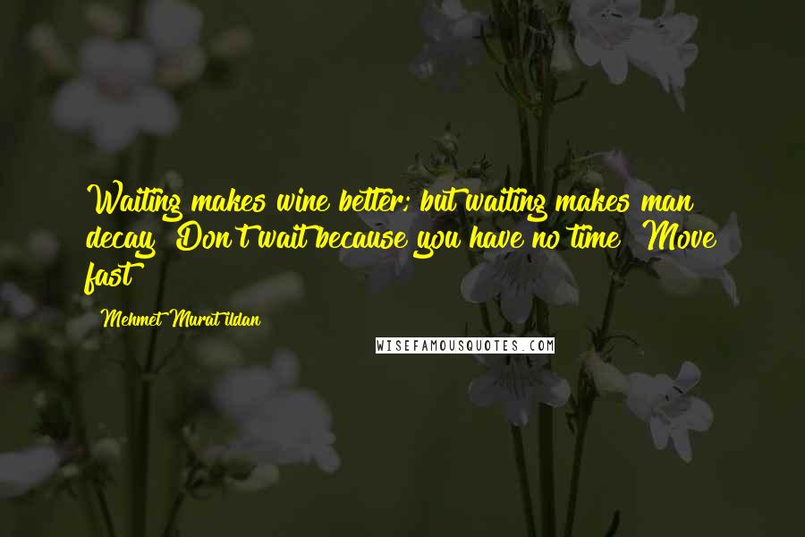 Mehmet Murat Ildan Quotes: Waiting makes wine better; but waiting makes man decay! Don't wait because you have no time! Move fast!