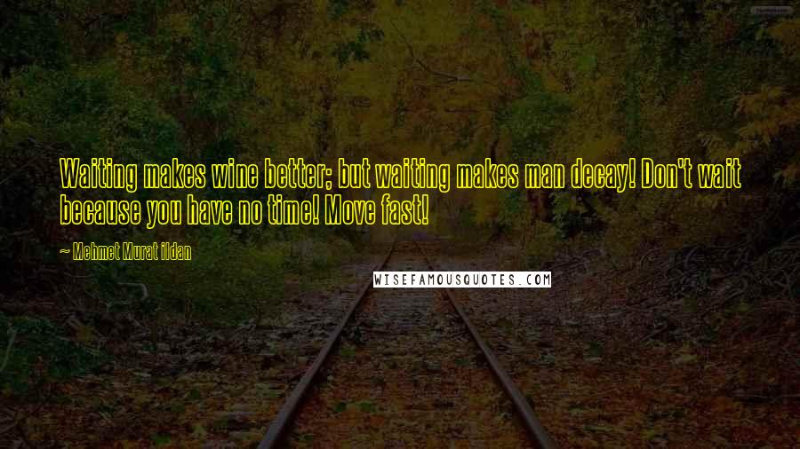 Mehmet Murat Ildan Quotes: Waiting makes wine better; but waiting makes man decay! Don't wait because you have no time! Move fast!