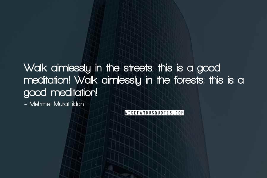 Mehmet Murat Ildan Quotes: Walk aimlessly in the streets; this is a good meditation! Walk aimlessly in the forests; this is a good meditation!