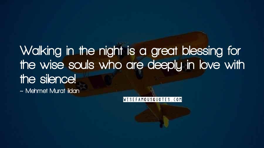 Mehmet Murat Ildan Quotes: Walking in the night is a great blessing for the wise souls who are deeply in love with the silence!