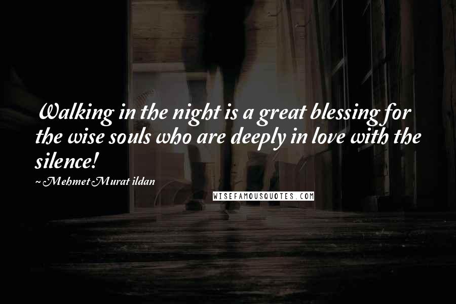 Mehmet Murat Ildan Quotes: Walking in the night is a great blessing for the wise souls who are deeply in love with the silence!