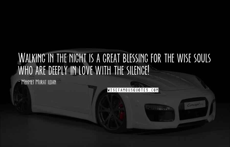 Mehmet Murat Ildan Quotes: Walking in the night is a great blessing for the wise souls who are deeply in love with the silence!