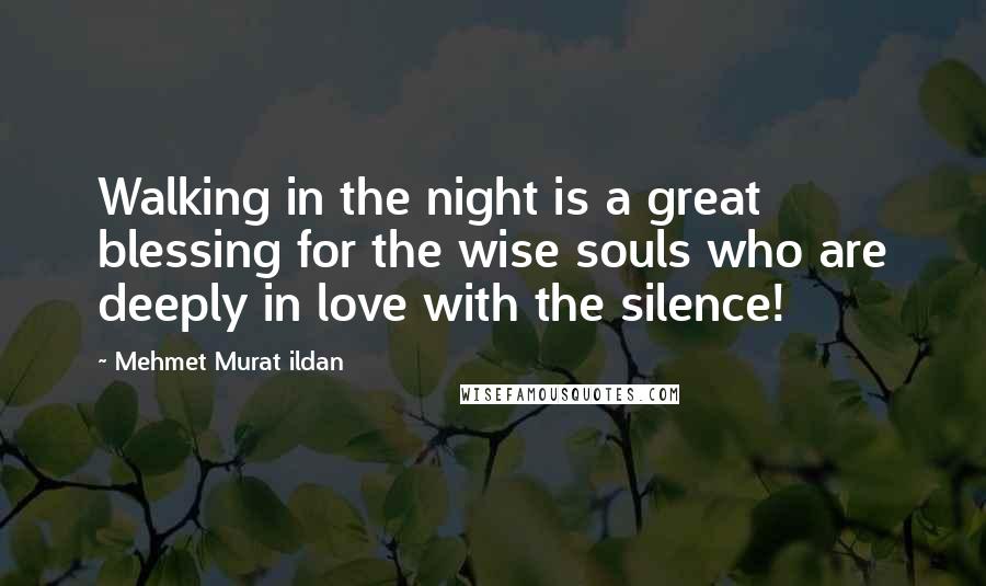 Mehmet Murat Ildan Quotes: Walking in the night is a great blessing for the wise souls who are deeply in love with the silence!
